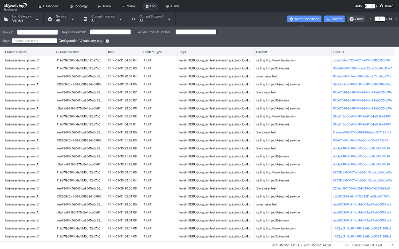 Logs Collected By SkyWalking