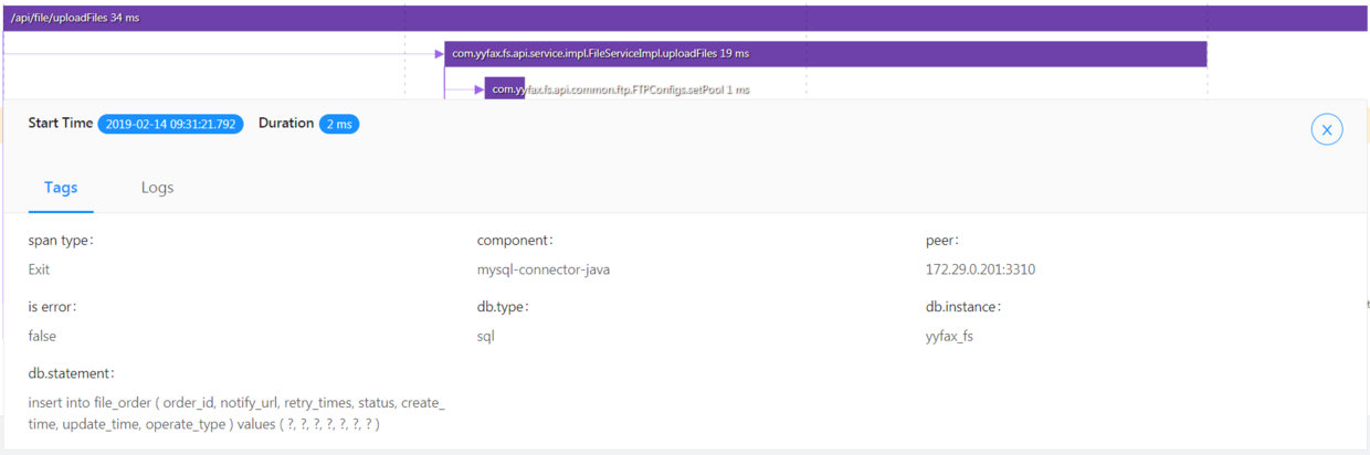 skywalking trace sql